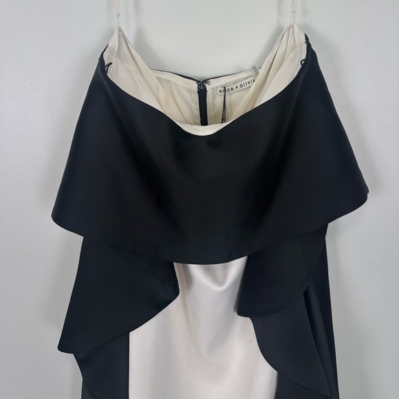 ALICE + OLIVIA Theda Strapless Hi Lo Mini Dress Ecru and Black Size 8 NEW - Picture 6 of 11